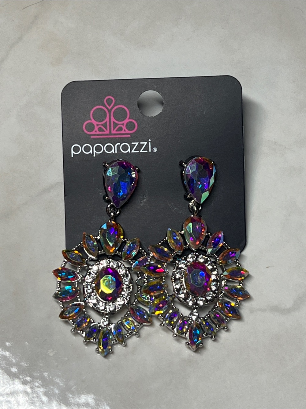 Paparazzi Iridescent Multi-Color Teardrop Sunburst Dangle Earrings